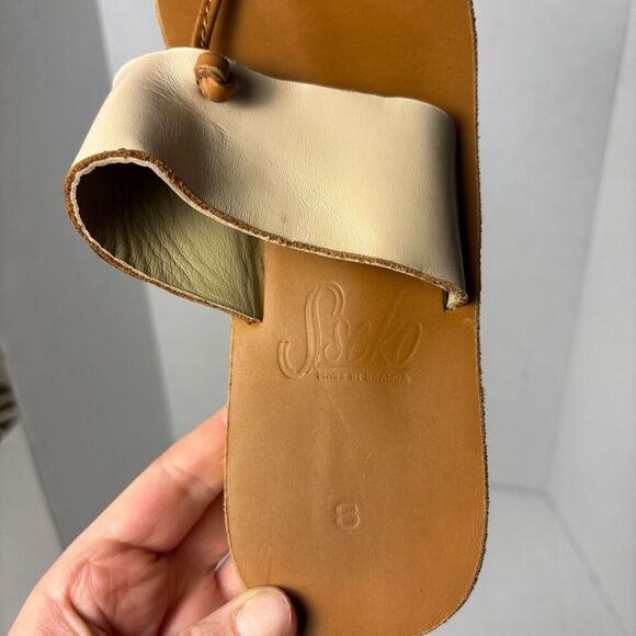 Sseko Designs Leather Knotted T-Strap Sandals Women's Size 8 Lightly worn - Picture 3 of 4